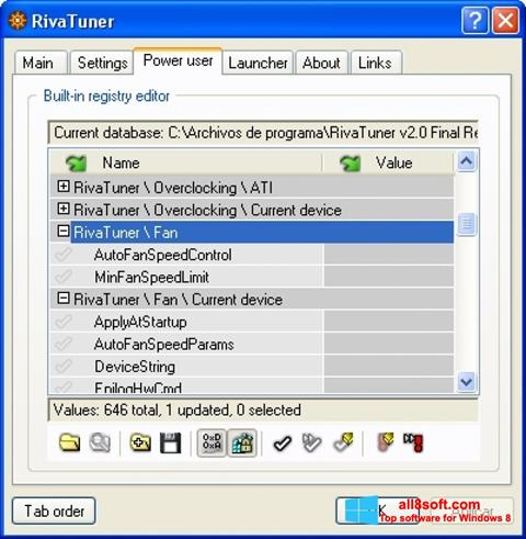 स्क्रीनशॉट RivaTuner Windows 8