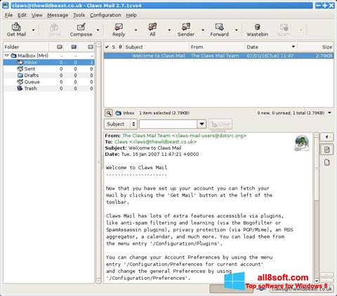 स्क्रीनशॉट Claws Mail Windows 8