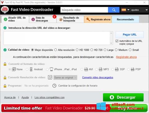 स्क्रीनशॉट Fast Video Downloader Windows 8