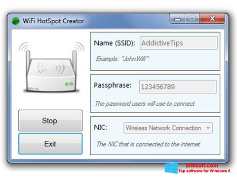 स्क्रीनशॉट Wi-Fi HotSpot Creator Windows 8