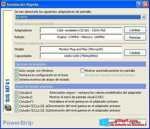 स्क्रीनशॉट PowerStrip Windows 8