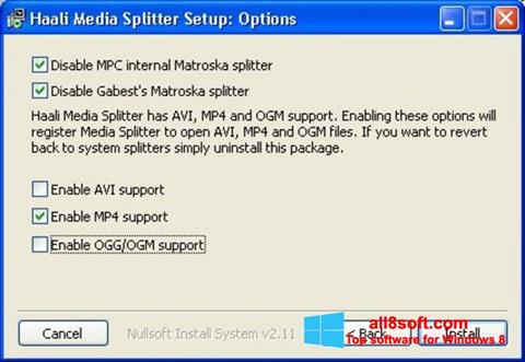 स्क्रीनशॉट Haali Media Splitter Windows 8