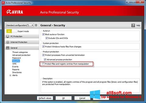 स्क्रीनशॉट Avira Professional Security Windows 8