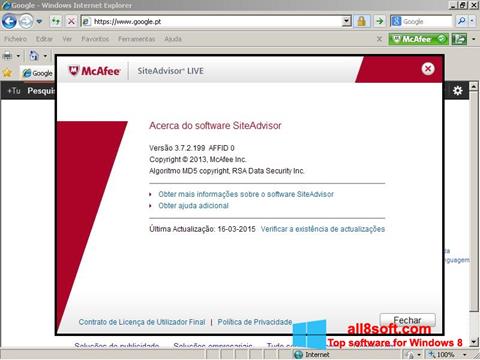 स्क्रीनशॉट McAfee SiteAdvisor Windows 8