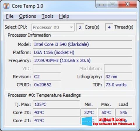 स्क्रीनशॉट Core Temp Windows 8
