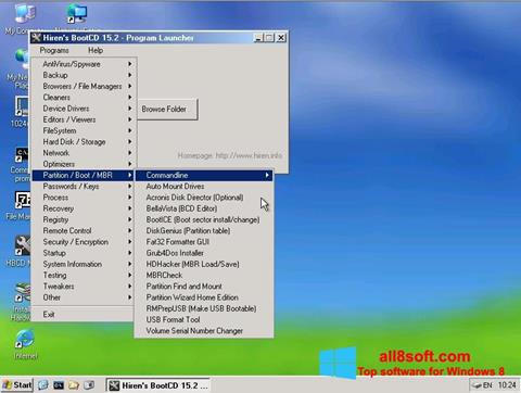 स्क्रीनशॉट Hirens Boot CD Windows 8
