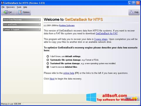 स्क्रीनशॉट GetDataBack Windows 8