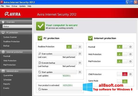 स्क्रीनशॉट Avira Internet Security Windows 8