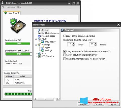 स्क्रीनशॉट HDDlife Windows 8