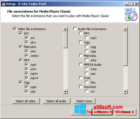 स्क्रीनशॉट K-Lite Codec Pack Windows 8